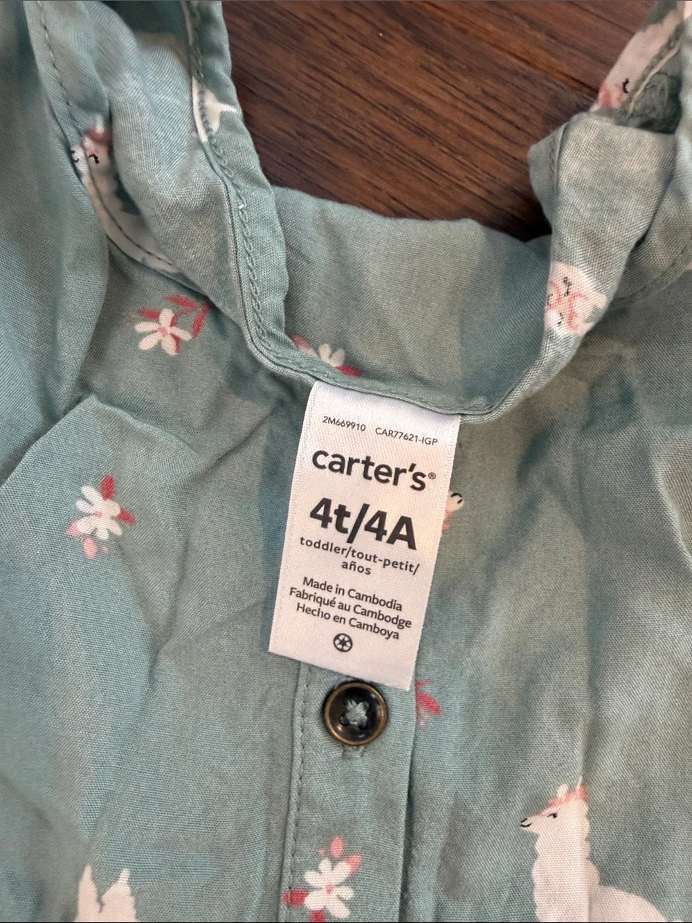 Carter's Girls' Long Sleeve Top with White Llama Print Size 4t -C11-230